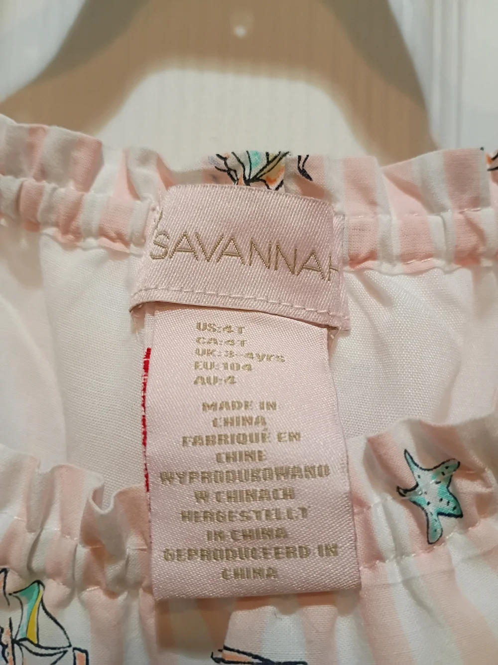 Savannah Light Pink Sleeveless Tie-Shoulder Dress with Beach Motifs